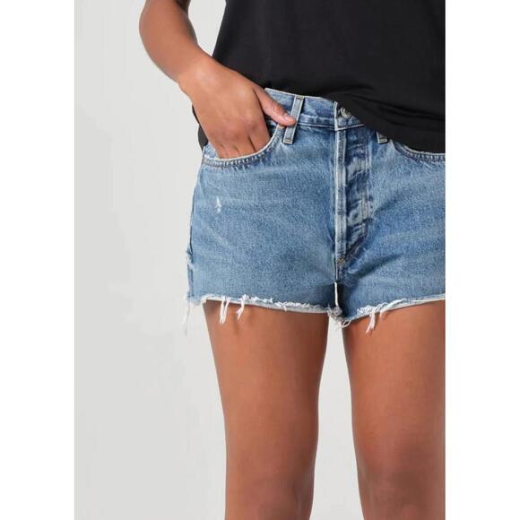 Agolde Women’s Classic Preppy Distressed Parker Denim Shorts Sz 26 - Picture 1 of 7